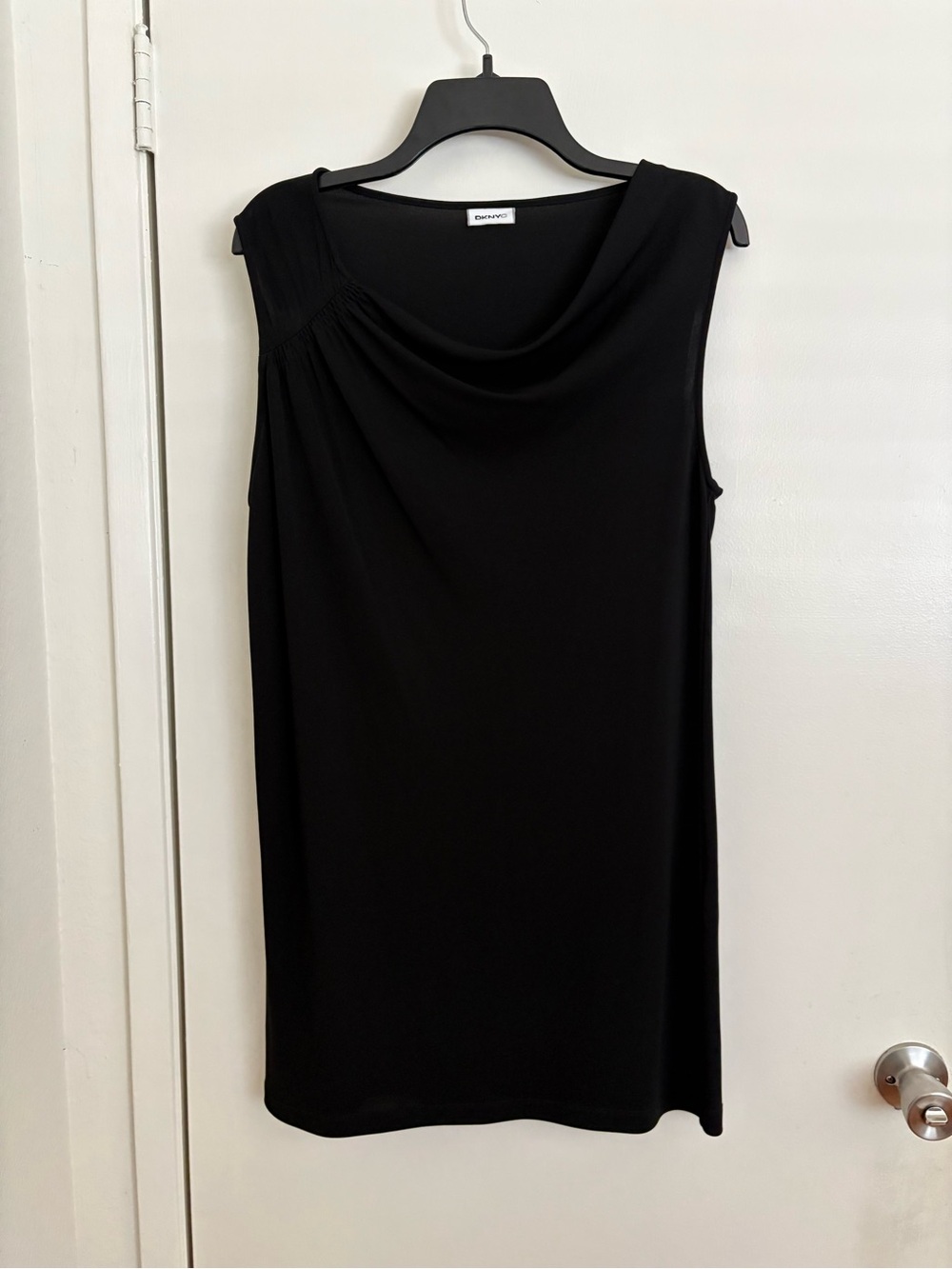 DKNYC Black Sleeveless Cowl-Neck Mini Dress